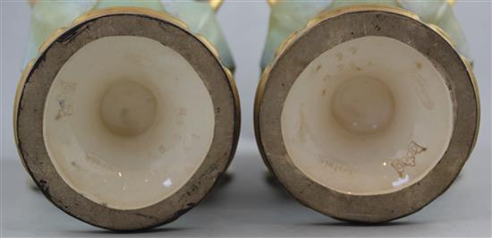 A pair of Art Nouveau period Amphora vases, possibly designed by Paul Dachsel, 24.5cm